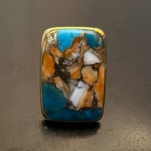 Turquoise and Spiny Oyster Ring - Women Jewelry